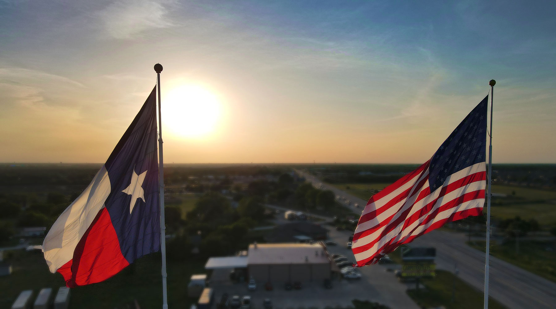 State of Texas and US Flags