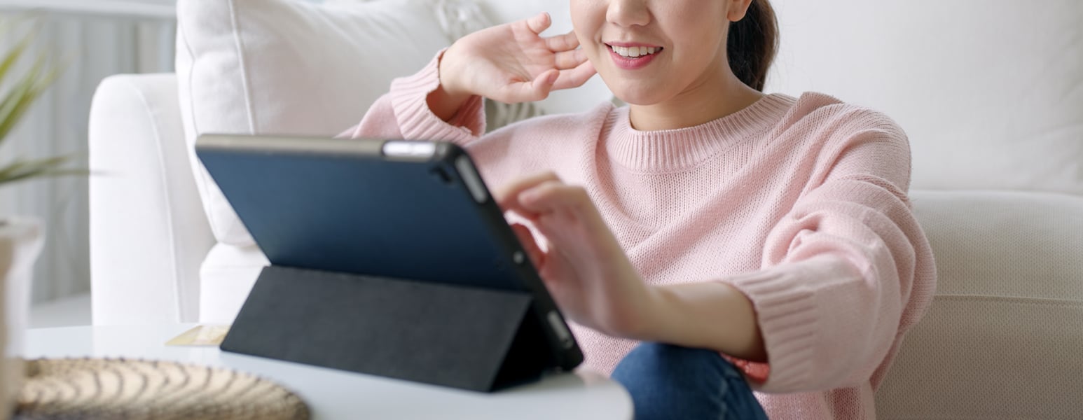 Female searching on the internet